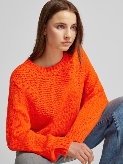 Oui Gebreide pullover met ribboorden Rood - 3