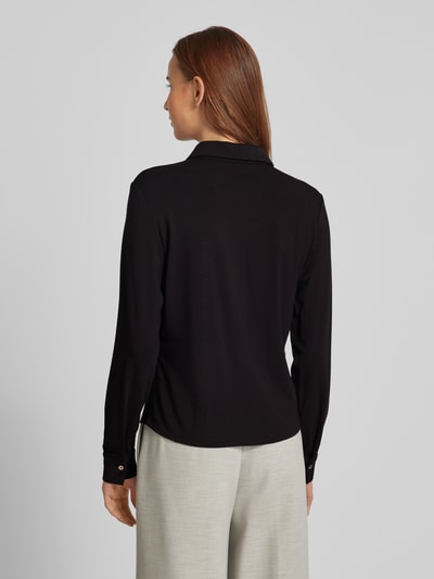 s.Oliver BLACK LABEL Regular fit overhemdblouse van jersey met knopen in parelmoeren look Zwart - 5