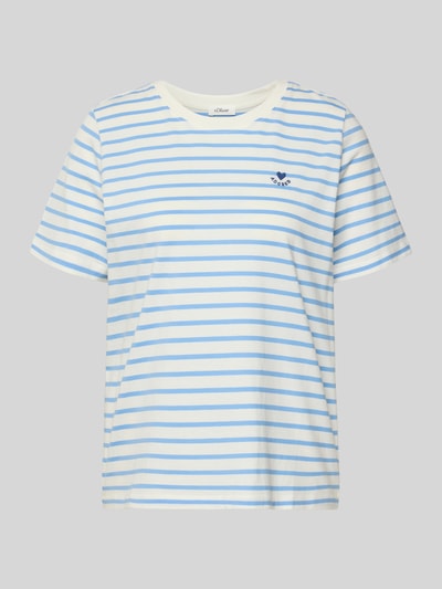 Productfoto, Regular Fit T-Shirt aus reiner Baumwolle van s.Oliver RED LABEL, wit-blauw gestreept, ronde hals, korte mouw, jersey, effen look