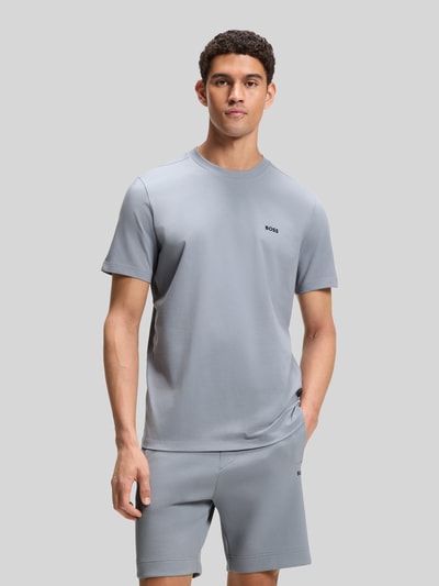 BOSS Green męski t-shirt o kroju regular fit z mieszanki bawełny Szaroniebieski 4