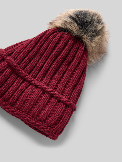 Kurt Beines Gebreide muts met wol en pompon Bordeaux - 2