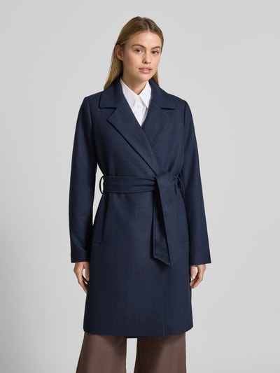 mbyM Lange jas met strikceintuur, model 'Tanni-M' Donkerblauw - 4