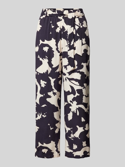 comma Straight Leg Stoffhose mit Bindegürtel Marine 2