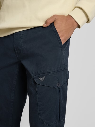 PME Legend Slim fit cargobroek met logostitching Donkerblauw - 3