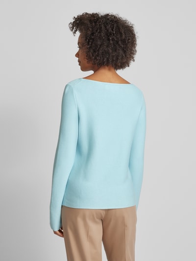 Marc O'Polo Strickpullover mit gerippten U-Boot-Ausschnitt Hellblau 5