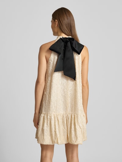 Jake*s Cocktail Sukienka koktajlowa z cekinami i stójką Beżowy melanż 5