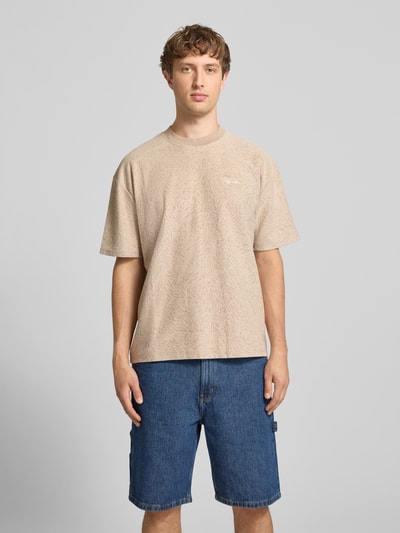 PEGADOR Oversized T-Shirt mit Label-Stitching Modell 'Murlo' Taupe 4