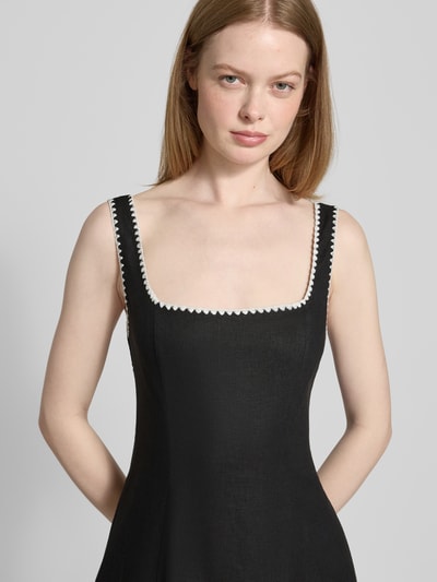 Forever New Midikleid aus Leinen-Viskose-Mix mit Schnürung Modell 'Solene' Black 3