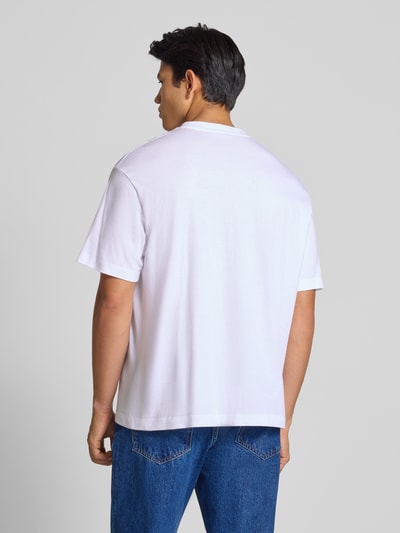 Calvin Klein Jeans Regular fit T-shirt met logostitching, model 'Micro' Wit - 5