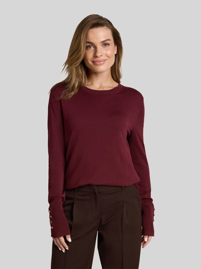 Tom Tailor Pullover van mix van viscose met knoopdetails aan de mouw Bordeaux - 4