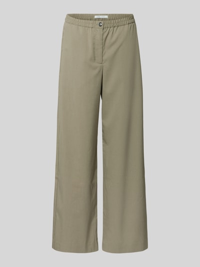 Produktfoto, Hose mit elastischem Bund Modell 'SATOVA' von Samsøe Samsøe in Beige, weites Bein, glatte Struktur, Material-Mix mit Viskose-Anteil