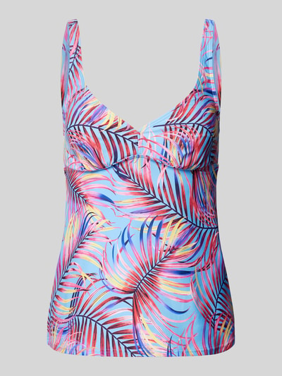 LASCANA Tankini-Oberteil mit floralem Muster Modell 'Breese' Blau Melange 1