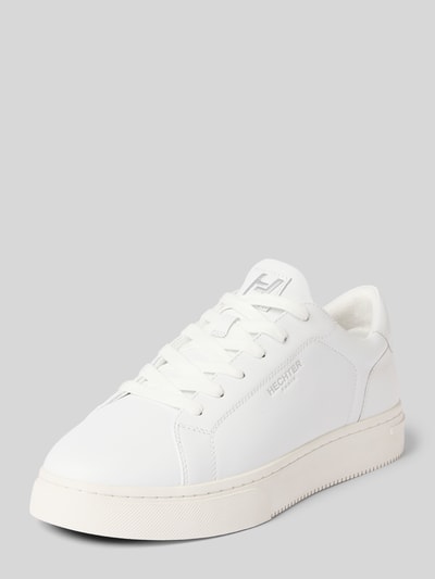 Produktfoto, Sneaker aus Leder mit Label-Detail Modell 'Julien' von HECHTER PARIS in Weiß mit Abgerundete-Spitze, Schnürung, Absatzhöhe 4 cm, Schafthöhe 8 cm, Schaftweite 10 cm, glatte Textur