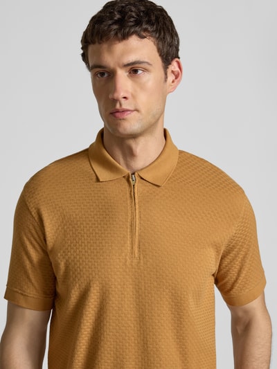 SELECTED HOMME Regular Fit Poloshirt aus reiner Baumwolle Modell 'ISAAC' Camel 3