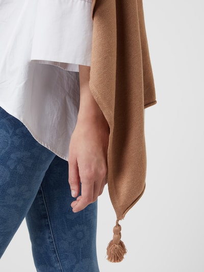 comma Poncho aus Viskosemischung  Camel Melange 3