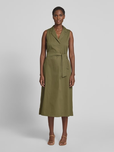 ROBE LÉGÈRE Sukienka midi z kołnierzem z połami Khaki 4