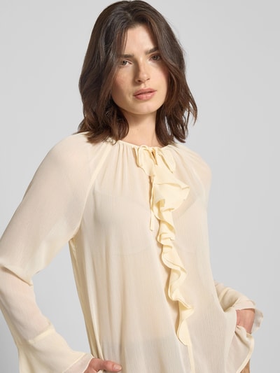 Oui Regular Fit Bluse mit Volants Offwhite 3