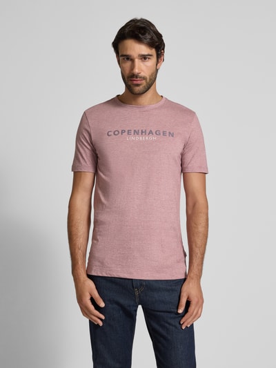 Lindbergh T-shirt met labelprint Mauve - 4