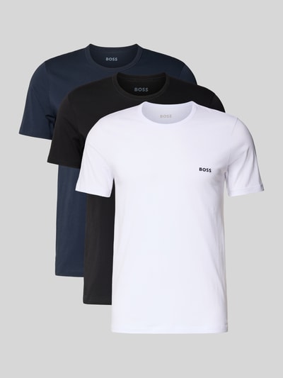 BOSS regular fit T-shirt van puur katoen model 'CLASSIC' in set van 3 Donkerblauw - 1