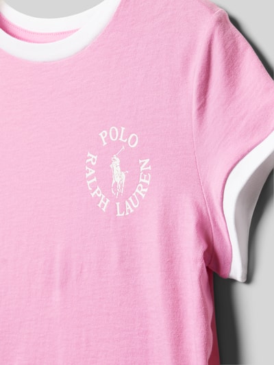Polo Ralph Lauren Teens T-shirt met logo- en labelprint Felroze - 2