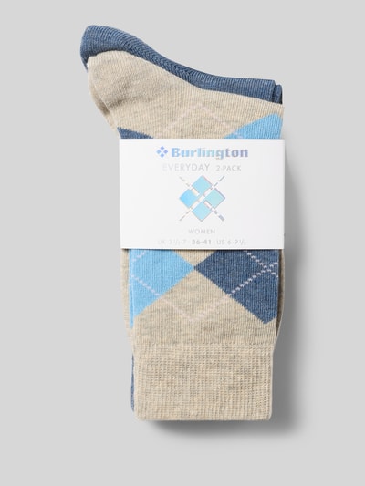 Burlington Socken mit Argyle-Stitching Modell 'Everyday' im 2er-Pack Hellgrau 3
