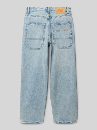 Produktfoto, Baggy Fit Jeans im 5-Pocket-Design Modell 'ALEX' von Jack & Jones aus reiner Baumwolle in hellem Blau mit gerader Beinform und sichtbarer Struktur