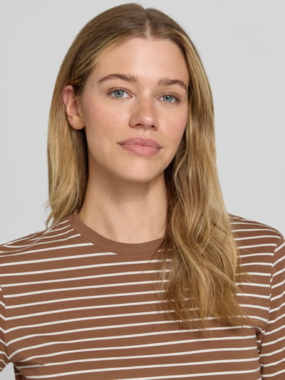 Jake*s Casual regular fit T-shirt van puur katoen Chocoladebruin - 3