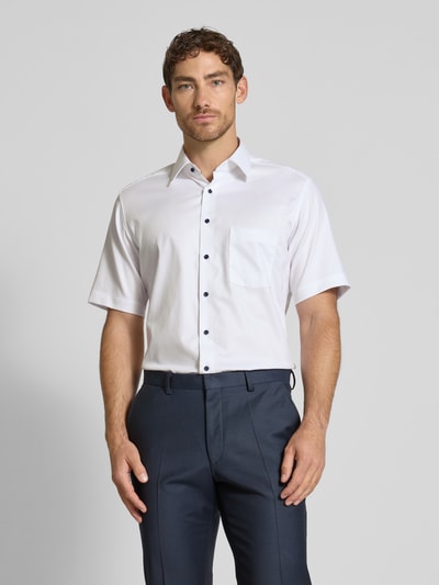 ETERNA Modern Fit Kurzarmhemd mit Knopfleiste Weiss 4