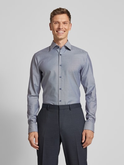 BOSS Slim fit zakelijk overhemd met extra lange mouwen, model 'Hank' Bleu - 4