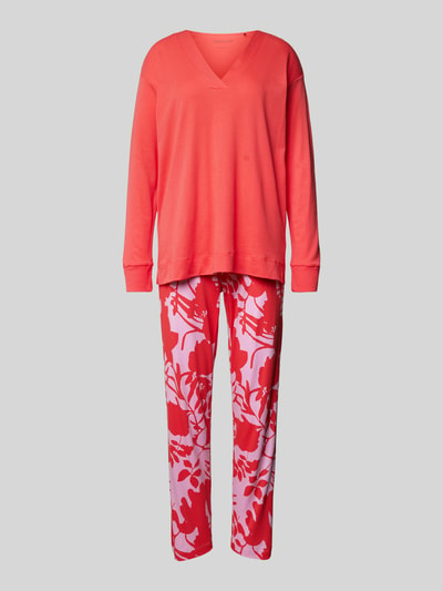 Schiesser Pyjama mit V-Ausschnitt Modell 'Modern Nightwear' Rot 1