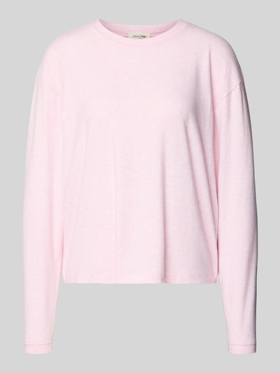 Produktfoto, Longsleeve mit geripptem Rundhalsausschnitt von American Vintage in zartem Rosa, lockerer Schnitt, Baumwoll-Modal-Mix, glatte Struktur