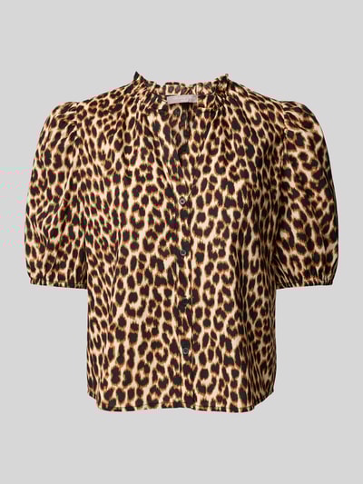 Christian Berg Woman Selection Bluzka o kroju regular fit ze zwierzęcym wzorem i dekoltem w serek Beżowy 2