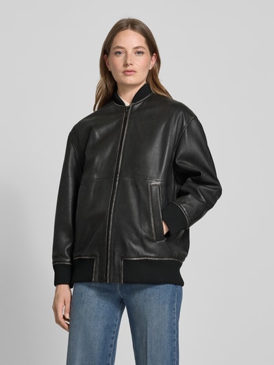 Weekend Max Mara Loose Fit Lederjacke mit Reißverschluss Modell 'TATICCO' Black 4
