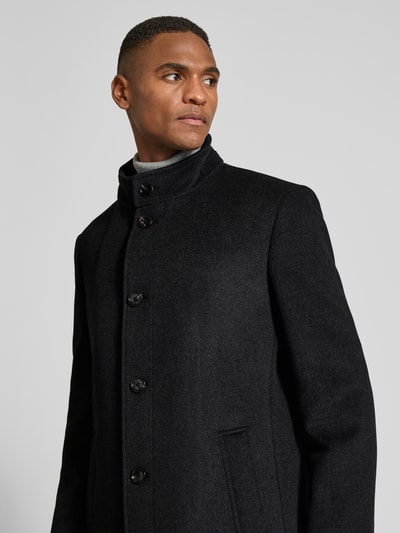 Christian Berg Men Wollmantel mit Stehkragen Anthrazit 3