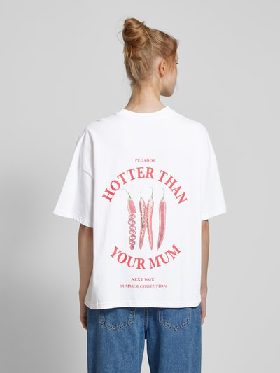 Pegador Oversized T-Shirt mit Label-Print Modell 'REYNA' Weiss 5