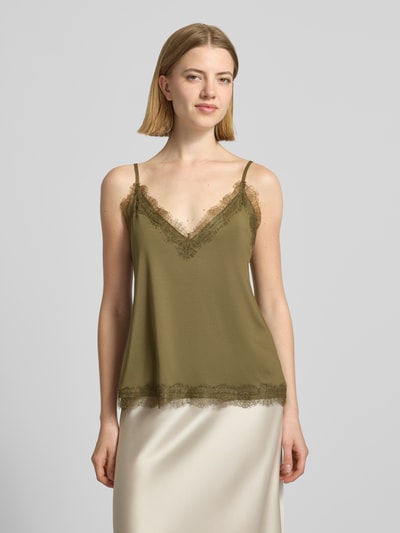 Jake*s Collection Góra z koronki z dekoltem w serek Khaki 4