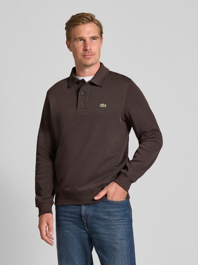 Lacoste Regular Fit Sweatshirt aus reiner Baumwolle Dunkelbraun 4
