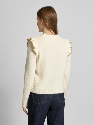 Vila Strickpullover mit Rüschen Modell 'NANZYL' Beige 5