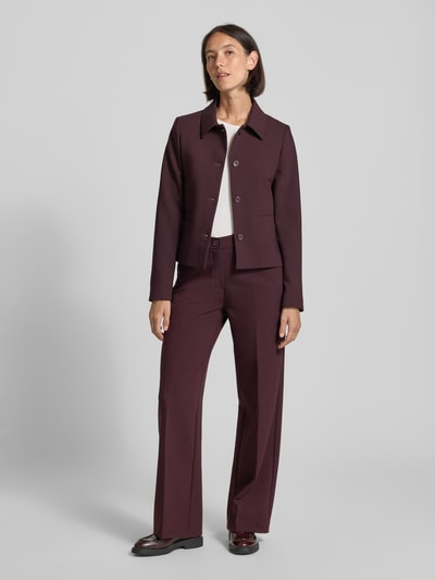 More & More Straight fit bandplooibroek met viscose Bordeaux - 1