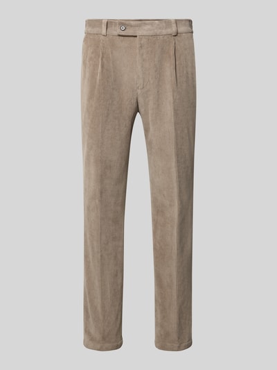 Produktfoto, Slim Fit Hose aus Baumwoll-Mix in Cord-Optik Modell 'Cliffer' von Zuitable in Beige mit Taschen und Verschluss, strukturierte Oberfläche, Herren Hose von Zuitable