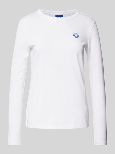 Hugo Blue Longsleeve mit geripptem Rundhalsausschnitt Modell 'Daliria' Weiss 1