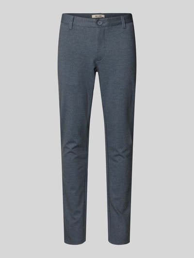 Produktfoto, Slim Fit Chino aus Viskose-Mix Modell 'MARK' von Only & Sons in unifarbenem Melange-Look mit Gürtelschlaufen und Taschen