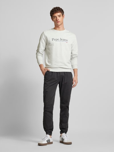 Pepe Jeans Sweatshirt met labelprint, model 'SEAN' Lichtgrijs - 1