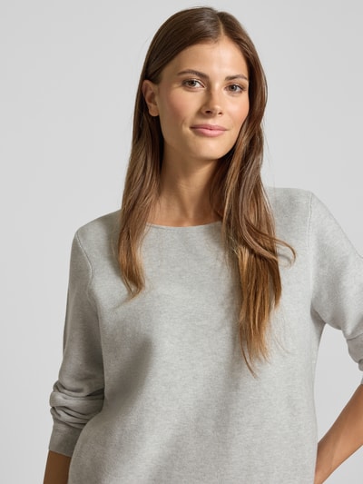 Christian Berg Woman Regular Fit Longsleeve aus reiner Baumwolle in Strick-Optik Mittelgrau Melange 3