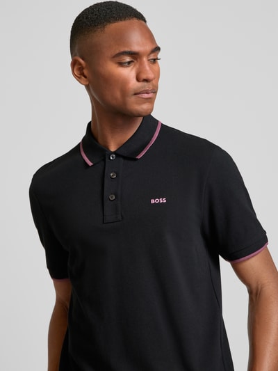 BOSS Poloshirt mit Label-Print Modell 'Parlay' Black 3