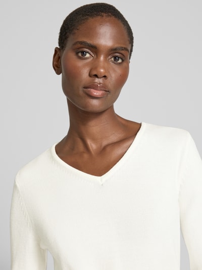 Vila Strickpullover mit V-Ausschnitt Modell 'Viril' Offwhite 3
