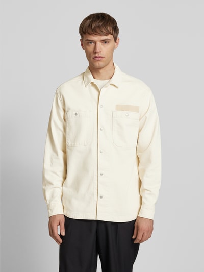 Replay Regular Fit Hemdjacke mit Label-Badge Modell 'Worker' Offwhite 4