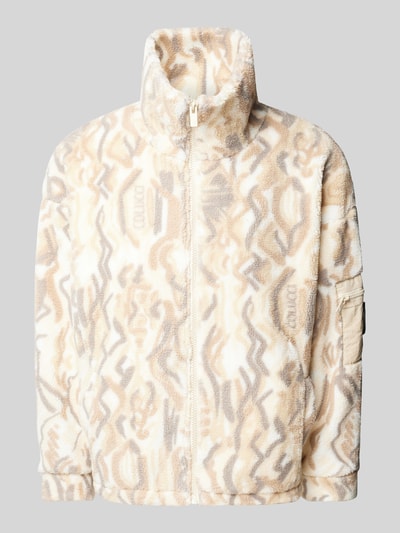 CARLO COLUCCI Oversized Fleecejacke mit Label-Stitching Offwhite 1