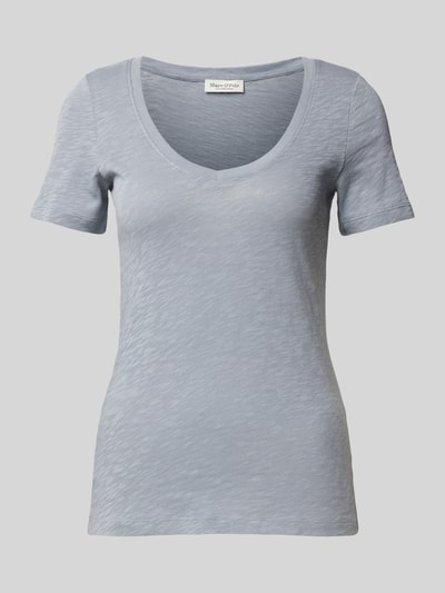 Marc O'Polo Slim Fit T-Shirt aus reiner Baumwolle mit V-Ausschnitt Rauchblau 2