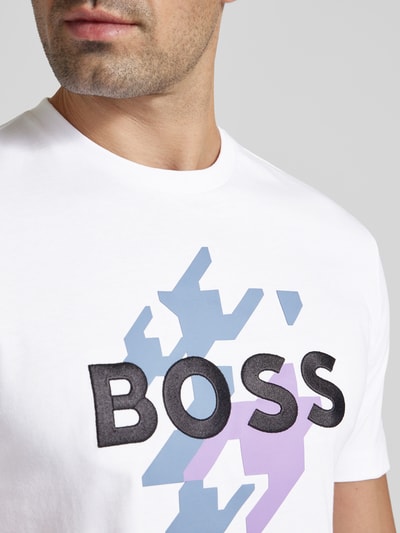 BOSS T-shirt z nadrukiem z logo model ‘Thompson’ Biały 3